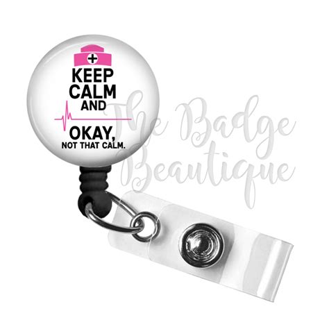 Funny Badge Reel Retractable Badge Holder Keep Calm Name - Etsy