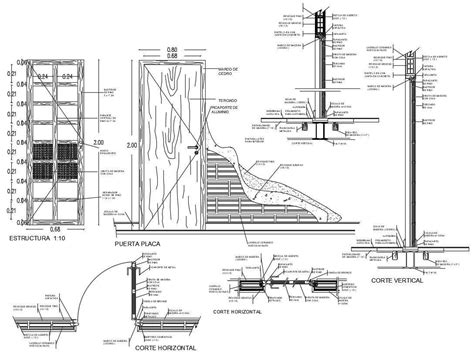 Flush Door CAD Drawing; Plywood used for paneling of door flush door CAD drawing includes ...