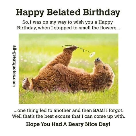 Anyone with a sense of humor will appreciate this silly belated birthday card featuring the hind ...