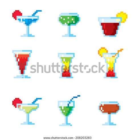 Set Pixel Icons Cocktails Drinks Stock Vector (Royalty Free) 208203283 ...