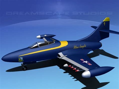 Grumman F9F-5 Panther Blue Angels 3D model | CGTrader