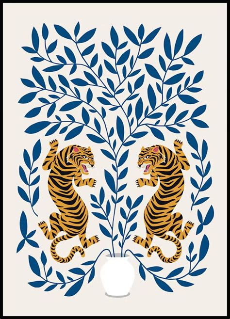 Tiger Illustration No1 Poster | Tiger illustration, Floral poster ...