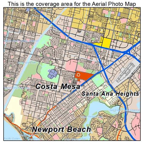 Aerial Photography Map of Costa Mesa, CA California