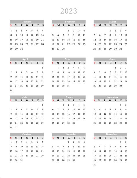 2023 blank yearly calendar template free printable templates - 2023 calendar pdf word excel ...