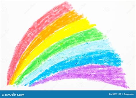 Child S Rainbow Crayon Drawing Stock Image - Image of pastel, creativity: 49567159