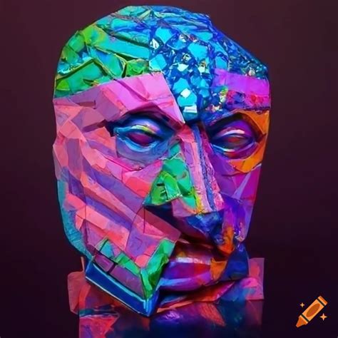 Surreal neo-pop sculpture made of coloured recycled paper