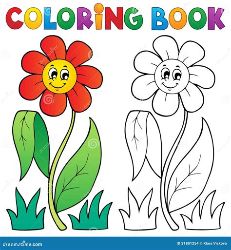 Coloring Book with Flower Theme 3 Stock Vector - Illustration of outline, clipart: 31801254