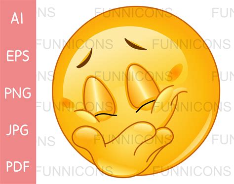 Clipart cartoon of a laughing emoji emoticon covering her | Etsy