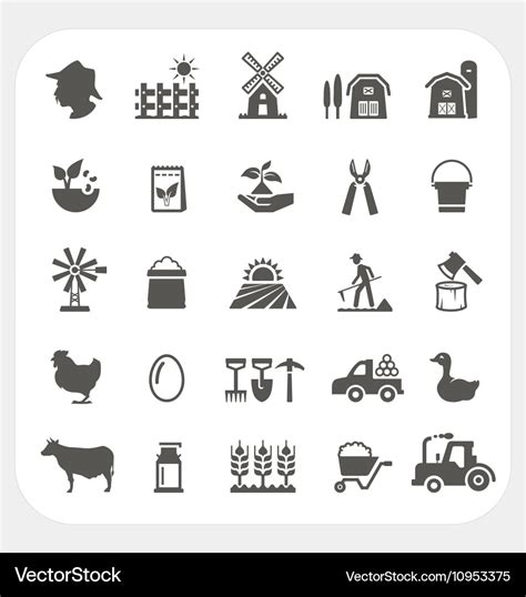 Farm and agriculture icons set Royalty Free Vector Image