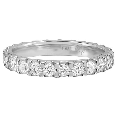 3.12Cttw Bezel Set Emerald Cut Diamond Eternity Band Ring 14K White Gold Size 6 For Sale at 1stDibs