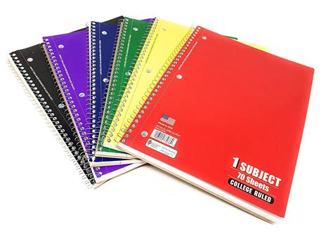 Norcom 1 Subject College Ruled Spiral Bound 70 Sheet Notebooks (Pack of ...