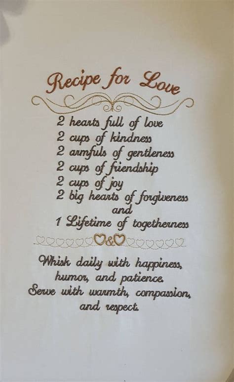 Recipe for Love Embroidery Design / Weddings / Anniversary / - Etsy