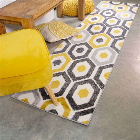 Yellow Geometric Honeycomb Living Room Rug | Living Room Rugs | Kukoon Rugs Online