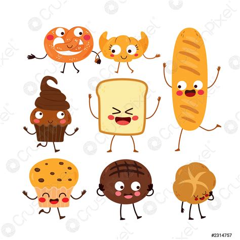 Bread Bakery Characters Collection Set - stock vector | Crushpixel