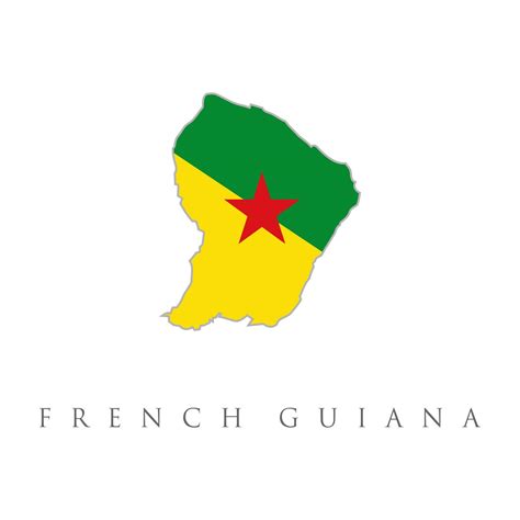 French Guiana map colored with flag colors isolated vector illustration. Highly detailed ...