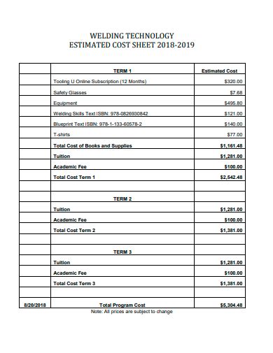 FREE 50+ Cost Sheet Format Samples in PDF