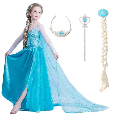 2018 Girls Dresses Elsa Dress Princess Movie Cosplay Party Dress Vestidos fantasia Anna Elsa ...