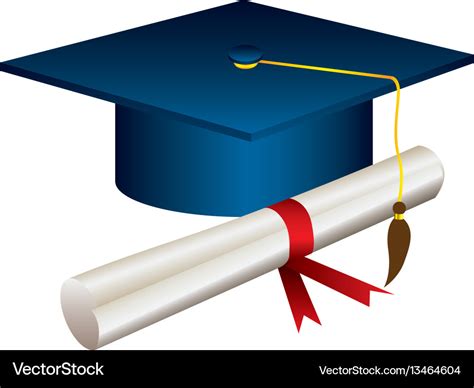 Color graduation hat with diploma Royalty Free Vector Image