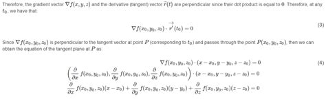 Tangent Plane to Level Surfaces Equation Derivation