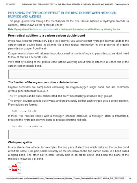 The Peroxide Effect | PDF | Alkene | Radical (Chemistry)