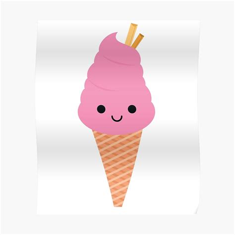 "Ice Cream Cone Emoji Happy Smiling Face" Poster by teeandmee | Redbubble