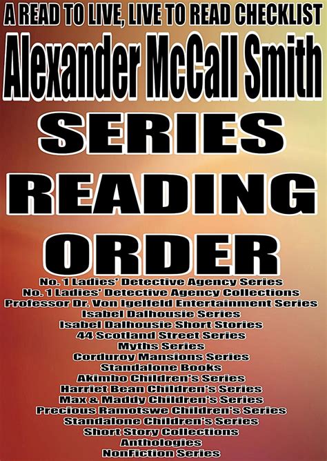 Amazon | ALEXANDER McCALL SMITH: SERIES READING ORDER: A READ TO LIVE ...