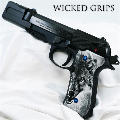 CUSTOM BERETTA 92FS PISTOL GRIPS WOLF