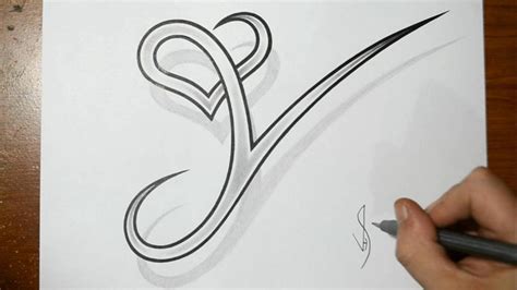 Drawing Letter Y with Heart Combined - Cool Tattoo Design Idea - YouTube