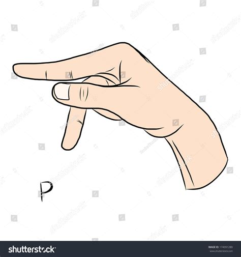 Sign Language Alphabetthe Letter P Stock Vector (Royalty Free) 174091280 | Shutterstock