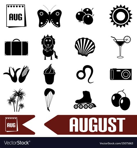 August month theme set of simple icons eps10 Vector Image