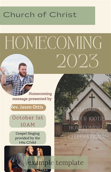 Elegant Church Homecoming Flyer Mockup Template Editable Template - Etsy