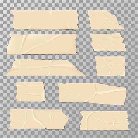 Adhesive sticky tape isolated on transparent background vector set By Microvector | TheHungryJPEG