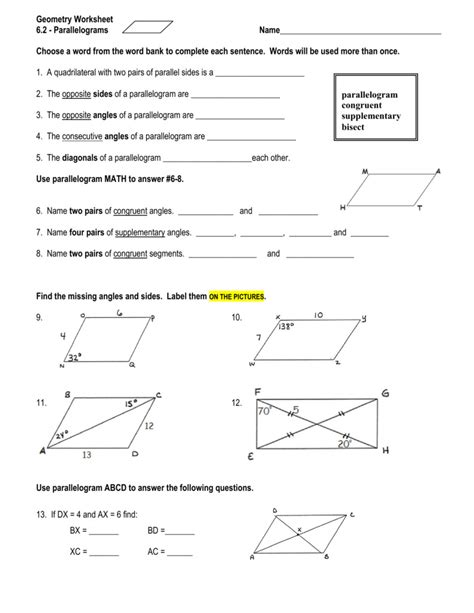 Geometry Parallelogram Worksheet Answers 2Nd Grade Math — db-excel.com