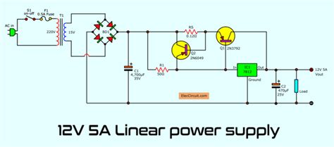 Simple Designing 12V 5A Linear Power Supply | Power supply circuit ...