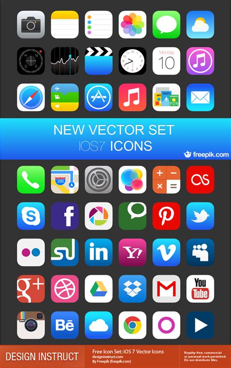 iOS 7 Vector Icons by Freepik - Free for commercial use