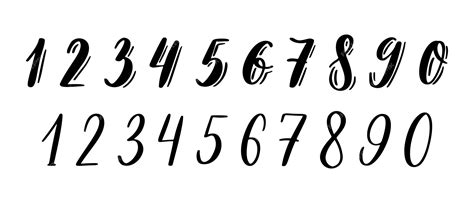 Premium Vector | Hand drawn numbers set handwritten vector alphabet with numbers Brush font ...