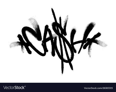 Sprayed cash font graffiti with overspray in black