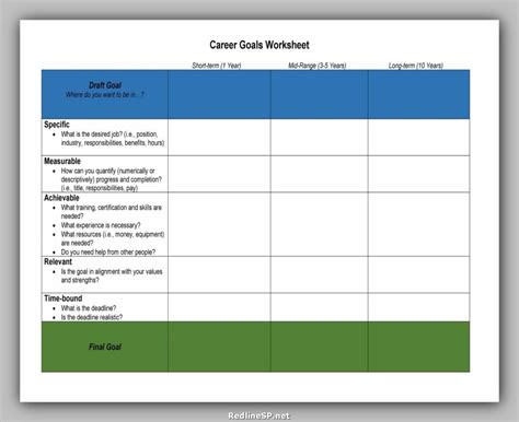 Smart Goals Excel Template