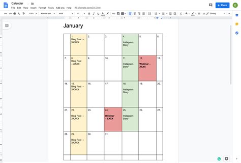 Google Docs Monthly Calendar 2025 - Shay Yelena