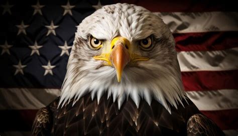 Premium Photo | Majestic american bald eagle perched on distressed grunge flag symbol of ...