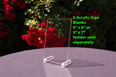 5 Acrylic Blank Table Number Signs - 4x6 or 5x7 Acrylic Invitation Blank - Acrylic Sign Blank ...