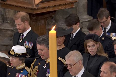 Harry, Meghan seated away from William, Kate at funeral