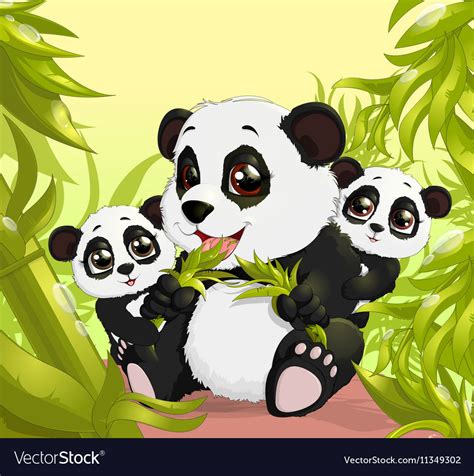 Very cute panda eating bamboo Royalty Free Vector Image