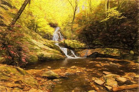 Autumn Waterfall In The Smokies Painting by Dan Sproul