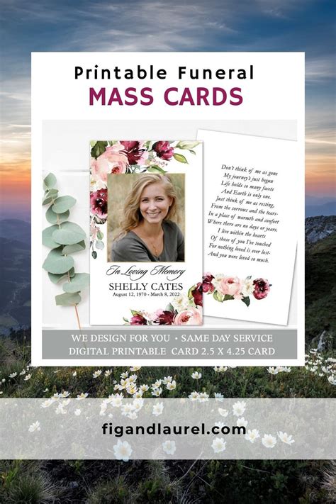 Printable Funeral Mass Card Templates | Funeral templates, Memorial cards, Funeral invitation