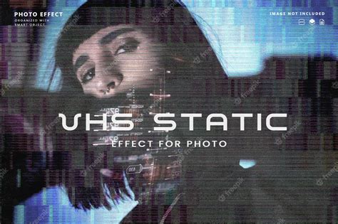 Premium PSD | Vhs static glitch photo effect