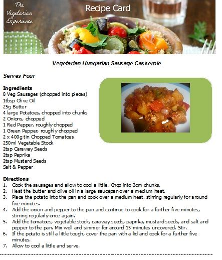 The Vegetarian Experience: Vegetarian Sausage Hungarian Casserole