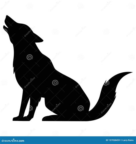 Wolf Howling Silhouette stock vector. Illustration of silhouette ...