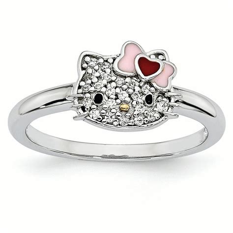 Sterling Silver Gold-tone Nose Enamel Swarovski Ring - Size 6 - Walmart.com