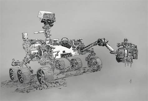 NASA Mars Rover Perseverance Drawing by Jackie Burns